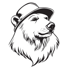 vector illustration of a white bear in a hat