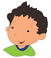 Happy boy face isolated on white background