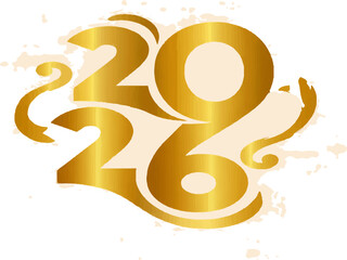 Golden text vector illustration of the new year 2026 celebration with a 3D number design, holiday sign, and business sale concept font.