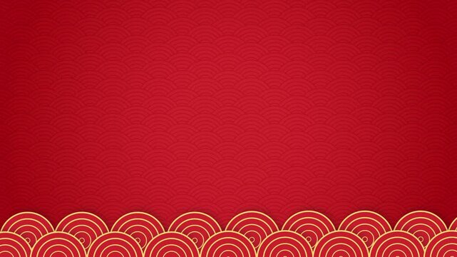 Chinese animation background with red texture and gold border frame, perfect for festive titles, celebration greetings, and traditional cultural videos.