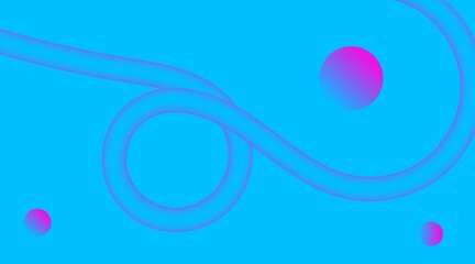 A vibrant abstract image featuring swirling lines and oval shapes in bright pink against a solid cyan background design art.