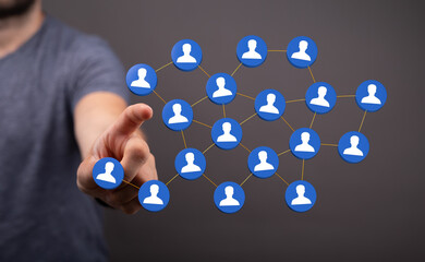 Visualize connections: Network of people, social network concept, teamwork, communication, technology, global connections, community, connection