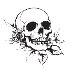 skull with roses