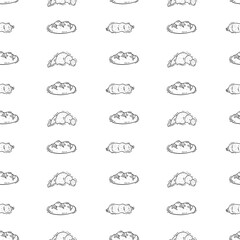 Obraz premium Hand Drawn Bread seamless pattern background