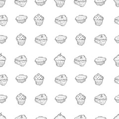 Hand Drawn Bread seamless pattern background