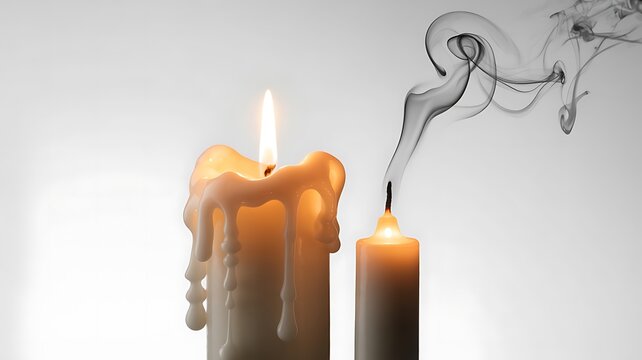 Burning and extinguished candle