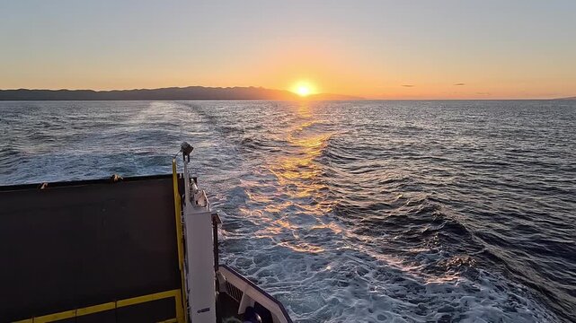 Atlantic sunrise from the channel between Faial and Pico Islands, Azores, Portugal