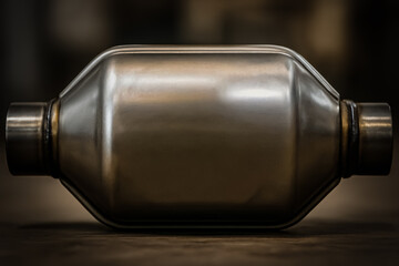 close-up of a catalytic converter. automobile background with copy space. automotive and transportation template for creative design projects.
