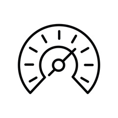 A speedometer with a pointer and markings is displayed