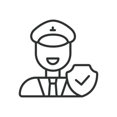 Fototapeta premium Authority icon in line design. authority, police officer, badge, enforcement, command, supervision on white background vector. Authority editable stroke icon - AI generated