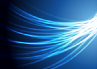 Fototapeta premium Abstract shiny blue smooth linear waves minimal background. Vector flowing blurred wavy curved design