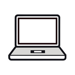 Laptop Vector Icon, Minimal Line Notebook Computer, Isolated on White Background
