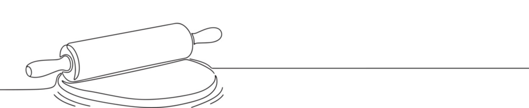 rolling pin rolling dough, continuous line art clip art preview