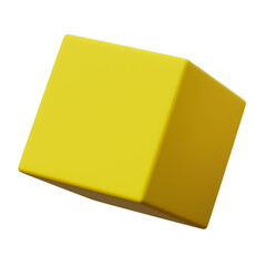3d Cube Yellow color, Abstract realistic rendering of 3d geometry shape object element