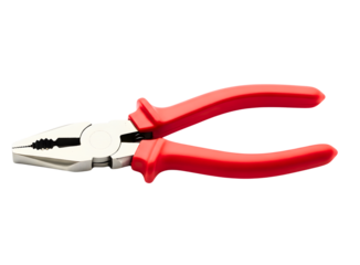Red handled combination pliers tool isolated on transparent background