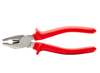 Red handled combination pliers isolated on transparent background