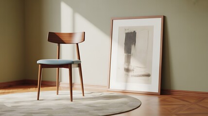 Modern Chair and Abstract Art in Sunlit Room