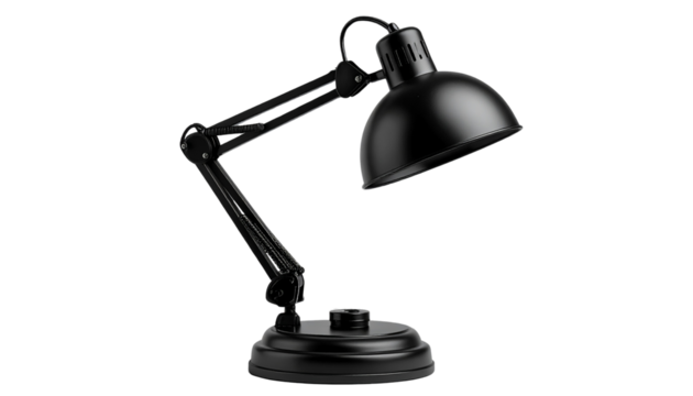 A sleek metal desk lamp on a white background, perfect for home or office, providing focused lighting and modern style.