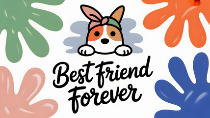 Cartoon Dog with Best Friend Forever Message - Cheerful Illustration
