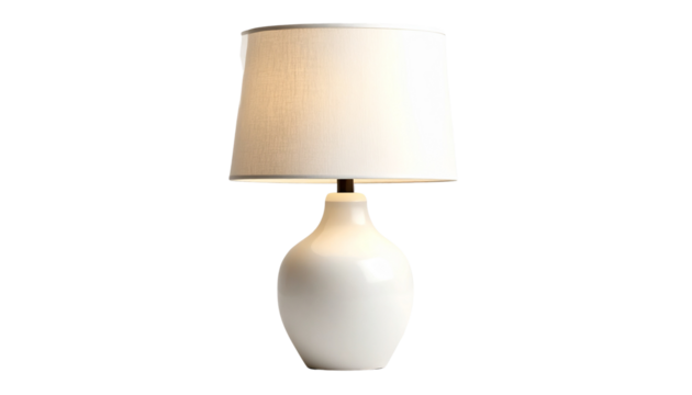 A stylish lamp on a white background, ideal for home or office use, providing functional lighting and aesthetic appeal.