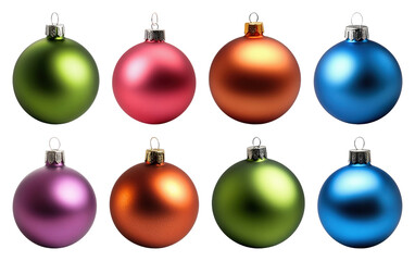 PNG Colorful festive Christmas ornaments, element set on transparent background