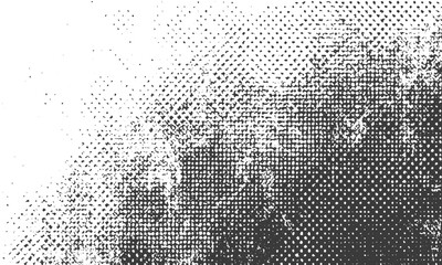 Halftone stipple texture with dirty grunge overlay pattern, Abstract halftone grunge vector background with dotted effect, Grungy paint mark vignette with halftone dotted texture