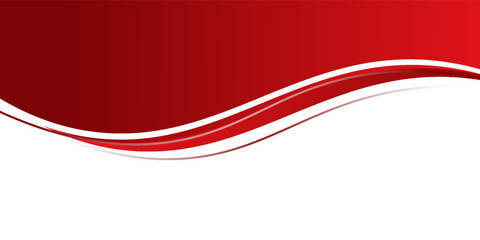 A white background with red abstract waves layered on top, featuring thin lines and a gradient of red hues. vector illustration