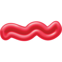 A Single Red Ketchup Blob With S-Shaped Curve Isolated On Transparent Background With Smooth Texture And Glossy Finish