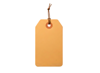 Blank kraft paper luggage tag with wire loop isolated on transparent background