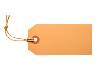 Blank brown paper tag with string isolated on transparent background