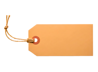 Blank brown paper tag with string isolated on transparent background