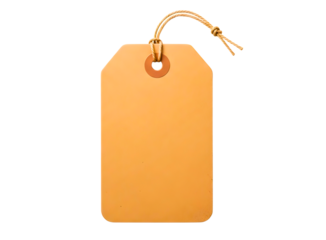 Blank kraft paper price tag with string isolated on transparent background