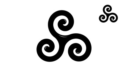 Celtic Triskele, black isolated silhouette