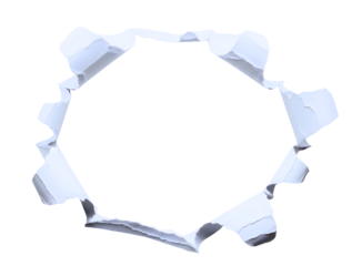 Torn paper hole abstract shape isolated on transparent background