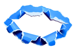 Abstract blue geometric shape isolated on transparent background