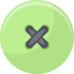 A Single Light Green Round Button with Four Dark Grey Thread Holes and a Transparent Background Suitable for Crafts and Sewing Projects