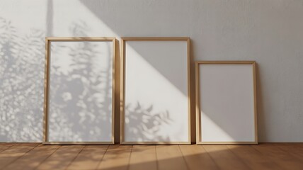 Three Blank Frames with Natural Light and Shadow Play