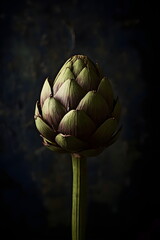 Obraz premium Artistic low-key studio portrait of a fresh artichoke
