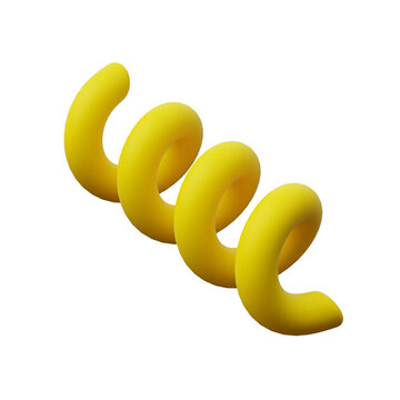 3d Spiral Yellow color, Abstract realistic rendering of 3d geometry shape object element