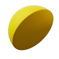 3d Half Sphere or Half Ball Yellow color, Abstract realistic rendering of 3d geometry shape object element
