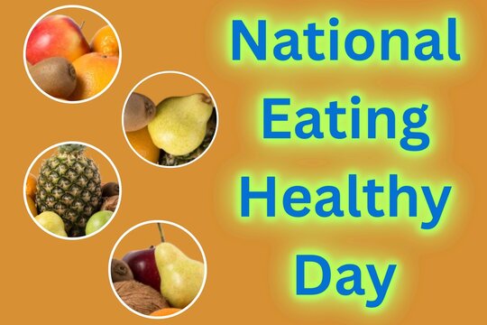 National Eating Healthy Day, Unique Style with Golden Background, Eating Healthy Day, Unique and Amazing illustration, National day