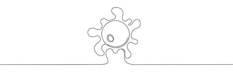 Continuous one line drawing of a generic cell or virus. Concept of microbiology, science and medicine