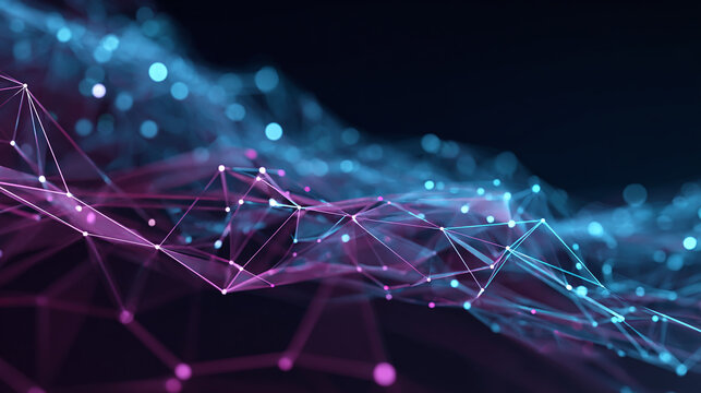 A visual representation of interconnected data networks with a dark background