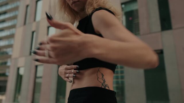 Urban Dance: Graceful Woman in Black - Powered by Adobe