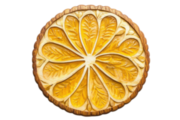 Close up of a stylized orange slice isolated on transparent background. lemon slice isolated on white background.