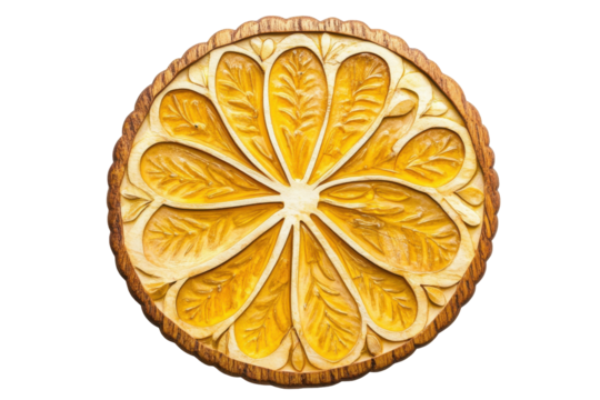 Close up of a stylized orange slice isolated on transparent background. lemon slice isolated on white background.