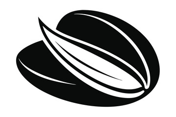 pistachio nut black and white silhouette on white background