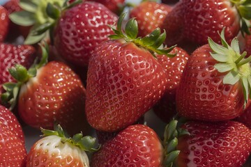 Abundant ripe red strawberries vibrant fruit background close up fresh healthy food