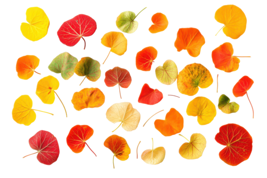 Colorful nasturtium leaves isolated on transparent background. Nasturtium leaves isolated on white background. - Powered by Adobe