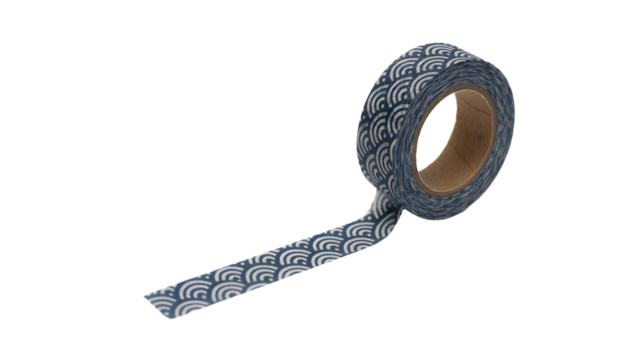 Roll of Washi Tape with Japanese Wave Pattern Isolated on White Background stationery craft isolated on a transparent background